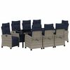 vidaXL Conjunto de Jantar para Jardim 9 unid. Cinzeto vime PE