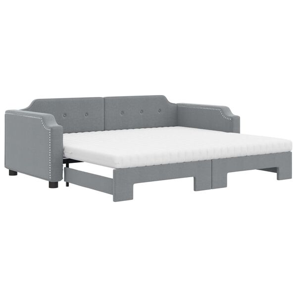 vidaXL Sof&aacute;-cama c/ gavet&atilde;o e colch&otilde;es 100x200cm tecido cinzento-claro