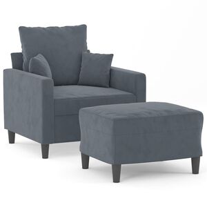 vidaXL Poltrona com apoio de p&eacute;s 60 cm veludo cinzento-escuro