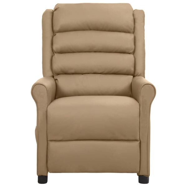 vidaXL Poltrona massagens reclin&aacute;vel el&eacute;trica couro artif. cappuccino