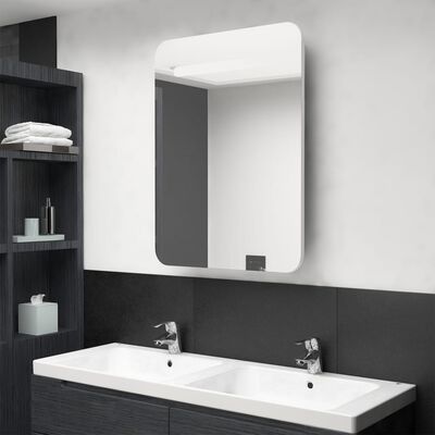 vidaXL Armário espelhado casa de banho LED 60x11x80cm branco brilhante
