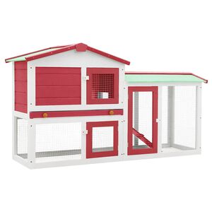 vidaXL Coelheira exterior grande 145x45x84cm madeira vermelho e branco