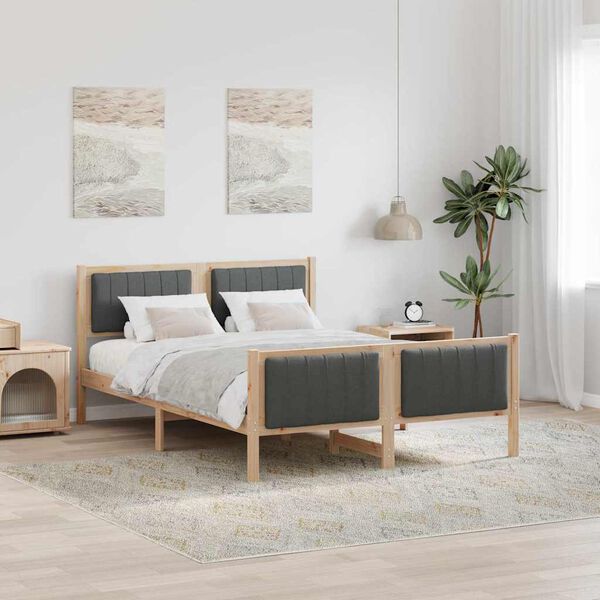 vidaXL Estrutura da cama castanho e cinzento-escuro 135 x 190 cm