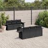 vidaXL 7 pcs conjunto de sof&aacute;s p/ jardim c/ almofad&otilde;es vime PE preto