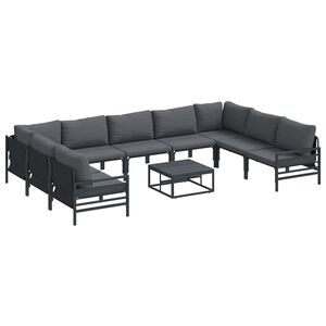 vidaXL Conjunto de Sof&aacute; de Jardim 10 unid. Preto A&ccedil;o