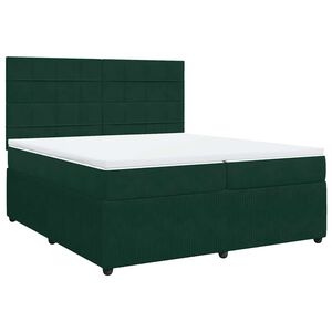 vidaXL Cama com molas/colch&atilde;o 200x200 cm veludo verde-escuro