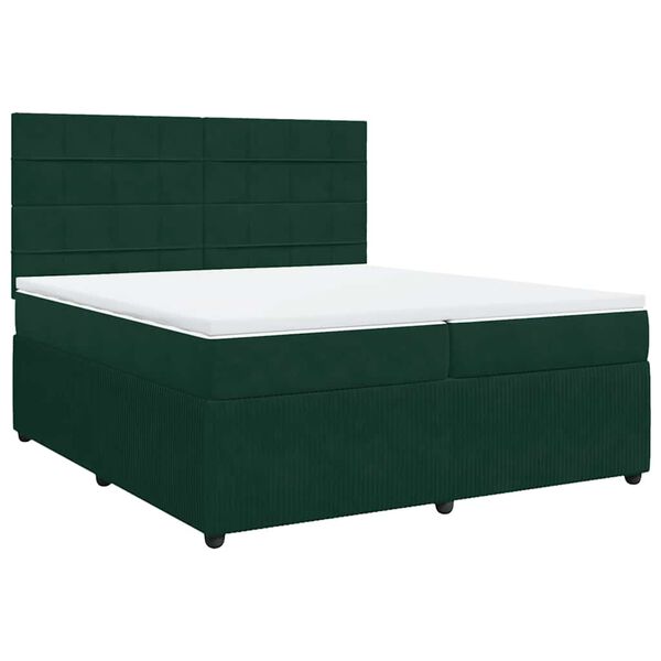 vidaXL Cama com molas/colch&atilde;o 200x200 cm veludo verde-escuro