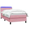 vidaXL Cama box spring c/ colch&atilde;o e LED 80x220 cm veludo rosa