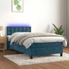 vidaXL Cama box spring c/ colch&atilde;o/LED 80x200 cm veludo azul-escuro