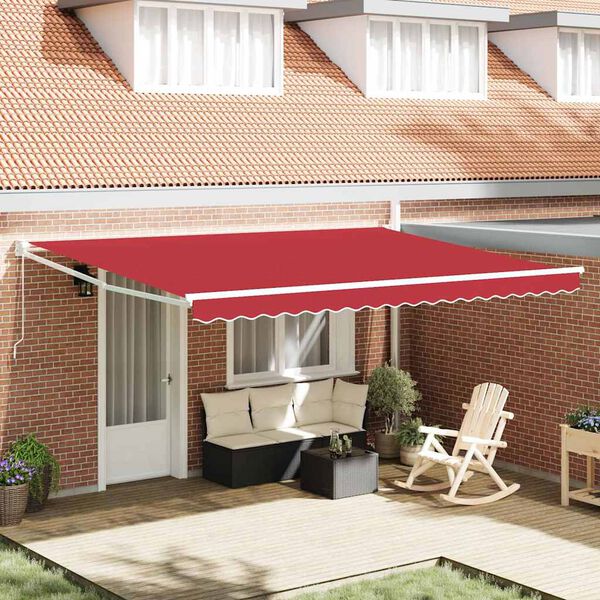vidaXL Toldo Manual Vermelho 450 x 300 x 165 cm Poli&eacute;ster e Metal