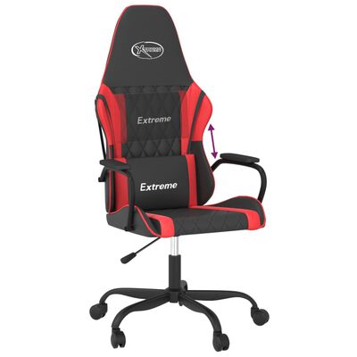 vidaXL Cadeira de gaming couro artificial preto e vermelho