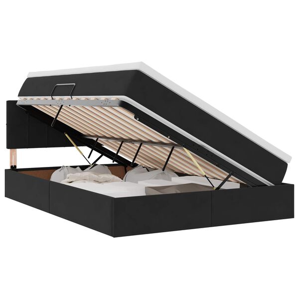 vidaXL Cama com arruma&ccedil;&atilde;o e LED com colch&atilde;o Preto 140 x 190 cm Veludo