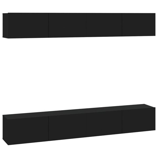 vidaXL M&oacute;veis de TV parede 4 pcs 100x30x30 cm preto