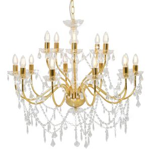 vidaXL Lustre com 2 patamares 15 x l&acirc;mpadas E14 dourado