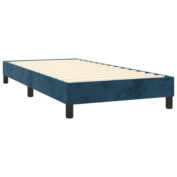 vidaXL Cama com molas/colch&atilde;o 80x200 cm veludo azul-escuro