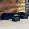 vidaXL 6 pcs conjunto lounge de jardim c/ almofad&otilde;es vime PE preto