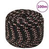 vidaXL Corda de barco 14 mm 100 m polipropileno preto