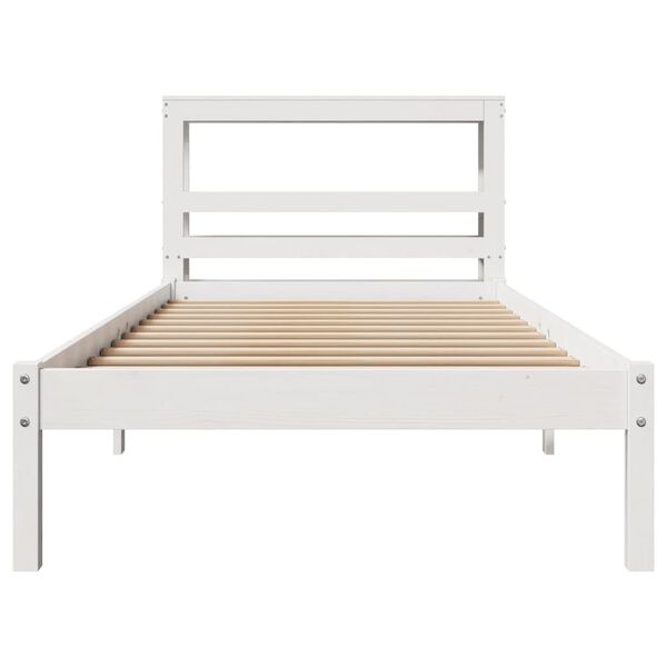 vidaXL Cama sem colch&atilde;o 90x200 cm madeira de pinho maci&ccedil;a branco
