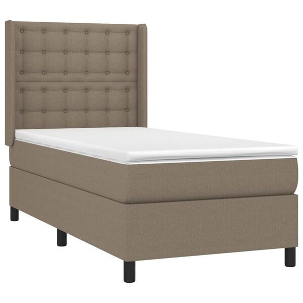 vidaXL Cama box spring + colch&atilde;o/LED 90x190cm tecido cinza-acastanhado