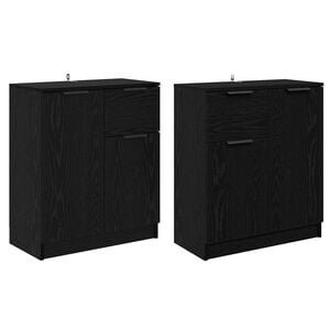 vidaXL Aparadores com gaveta 2 pcs Carvalho Preto 60 x 30 x 70 cm