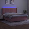 vidaXL Cama box spring c/ colch&atilde;o/LED 160x200 cm veludo rosa