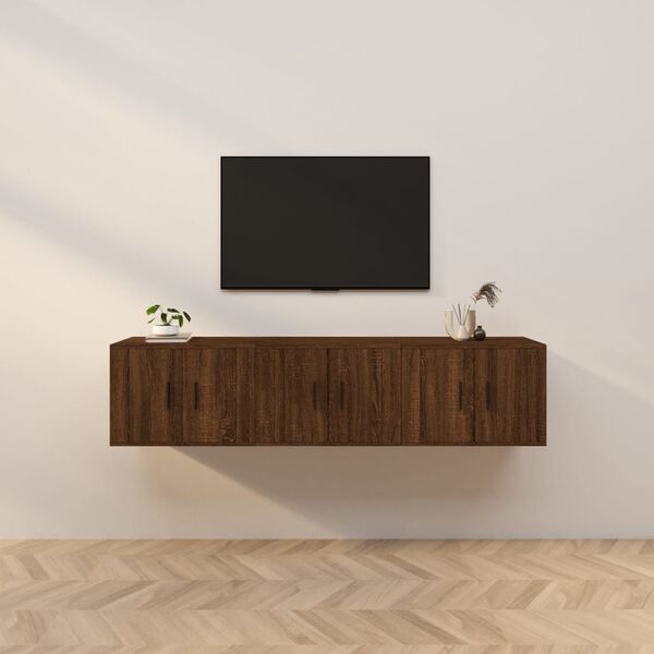 vidaXL M&oacute;veis de TV de parede 3 pcs 57x34,5x40 cm carvalho castanho