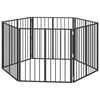 vidaXL Port&atilde;o para Cachorros 6 unid. Preto 80 x 80 cm A&ccedil;o Galvanizado