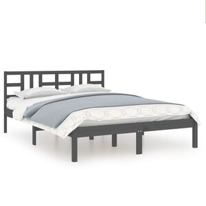 vidaXL Estrutura de cama 200x200 cm madeira maci&ccedil;a cinzento