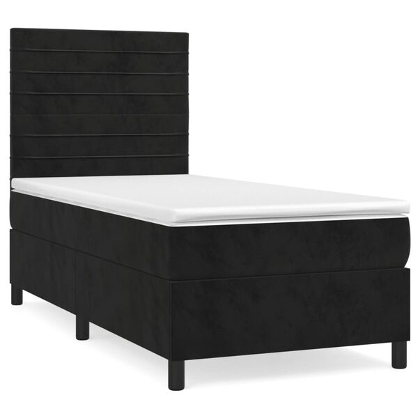 vidaXL Cama com molas/colch&atilde;o 90x190 cm veludo preto