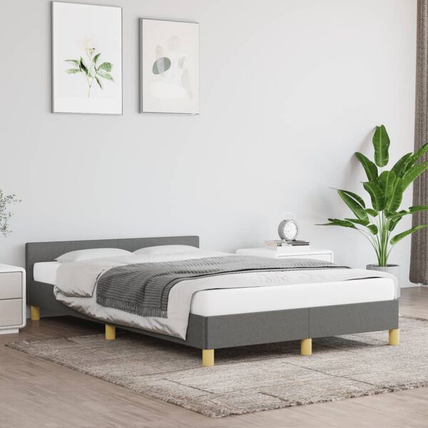 vidaXL Estrutura de cama sem colchão cinza escuro 120x190 cm tecido
