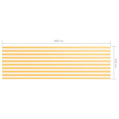vidaXL Tela de varanda 120x400 cm tecido Oxford branco e amarelo