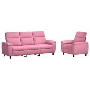 vidaXL Conjunto de Sof&aacute;s 2 pcs Rosa Tecido