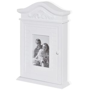 vidaXL Arm&aacute;rio de chaves com moldura para fotografias branco