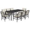 vidaXL 9 pcs conjunto de jantar p/ jardim c/ almofad&otilde;es vime PE preto
