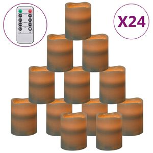 vidaXL Velas LED sem chama 24 pcs c/ controlo remoto branco quente