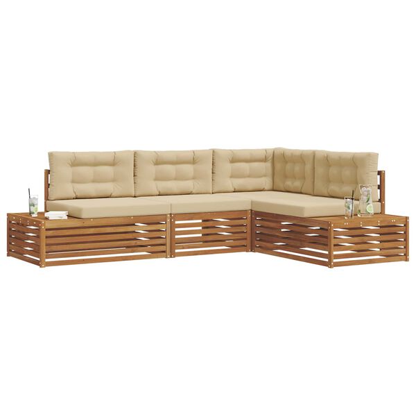 vidaXL Conjunto de Sof&aacute;s para Exterior 4 Pe&ccedil;a Natural e Bege