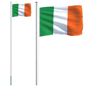 vidaXL Bandeira da Irlanda e mastro 6,08 m alum&iacute;nio