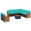 vidaXL Conjunto de sof&aacute; de jardim com 10 pe&ccedil;as e almofadas em rattan sint&eacute;tico preto