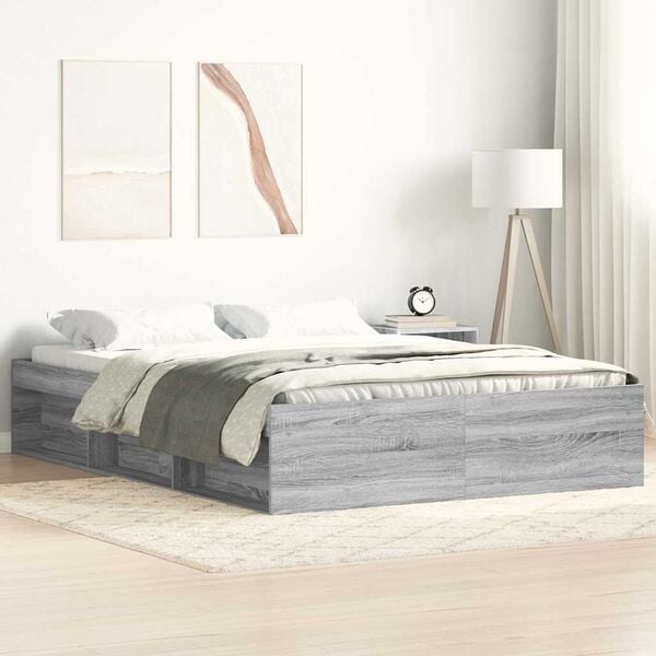 vidaXL Estrutura de cama 140x200 cm cinza sonoma