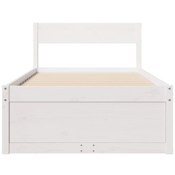 vidaXL Cama sem colchão 100x200 cm madeira de pinho maciça branco