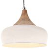 vidaXL Candeeiro teto industrial 45cm E27 ferro branco/madeira maci&ccedil;a