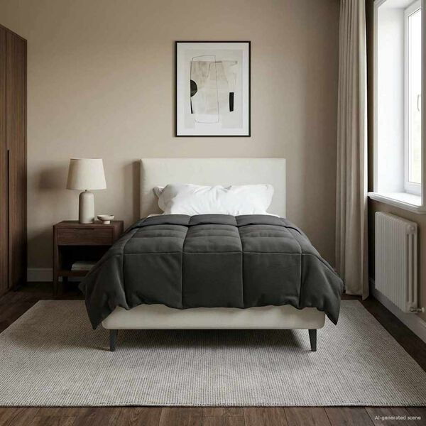 vidaXL Edredom de Ver&atilde;o Simples Antracite 155 x 220 cm Microfibra