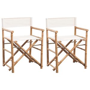 vidaXL Cadeiras de diretor dobr&aacute;veis 2 pcs bambu e lona