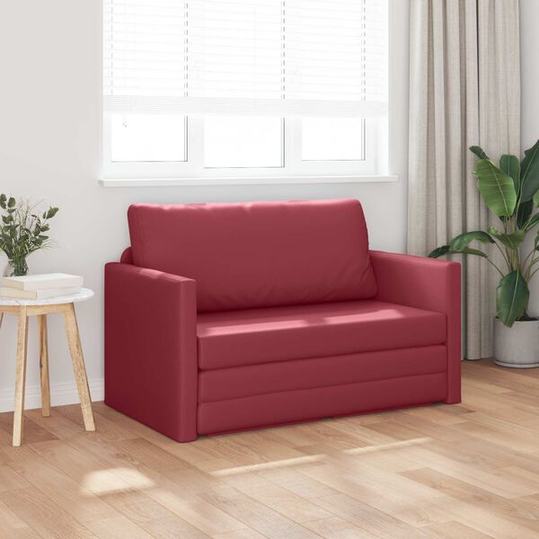 vidaXL Sof&aacute;-Cama 110cm Vinho Vermelho Couro Artificial