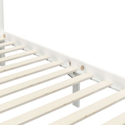 vidaXL Estrutura de cama com toldo 90x200 cm pinho maciço branco