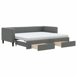 vidaXL Sof&aacute;-cama c/ gavet&atilde;o e gavetas 90x190 cm tecido cinzento-escuro
