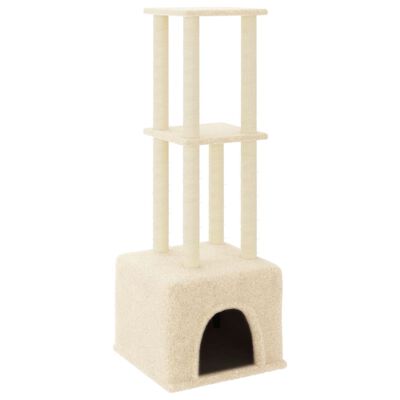 vidaXL Árvore para gatos c/ postes arranhadores sisal 133,5 cm creme