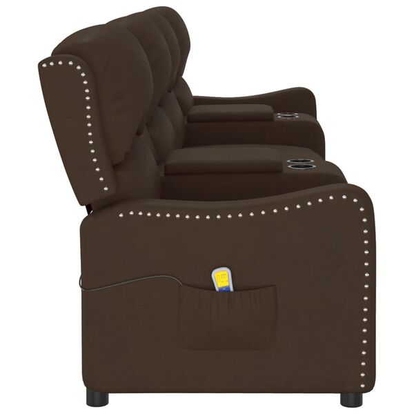 vidaXL Poltrona massagens 4 lug. +suporte copo castanho brilhante