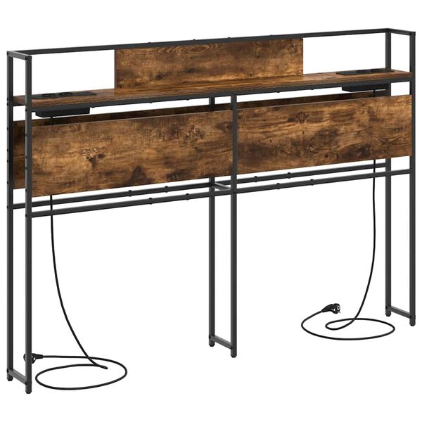 vidaXL Cabeceira de armazenamento com cabeceira Carvalho fumado 160 cm