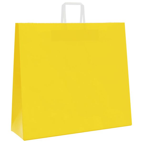 vidaXL Sacos de papel 50 unid com al&ccedil;as amarelo 54x15x49 cm